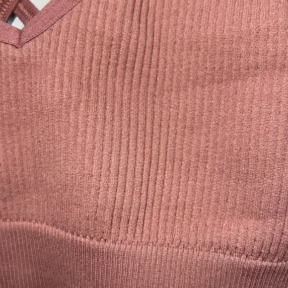 Aerie real good Ribbed Strappy Bralette in Rust pink size M - Picture 4 of 7